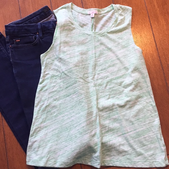 GAP A-Line Sleeveless Tank Top Muscle Tee Heather Green White XSP X-SMALL Petite - Picture 3 of 7